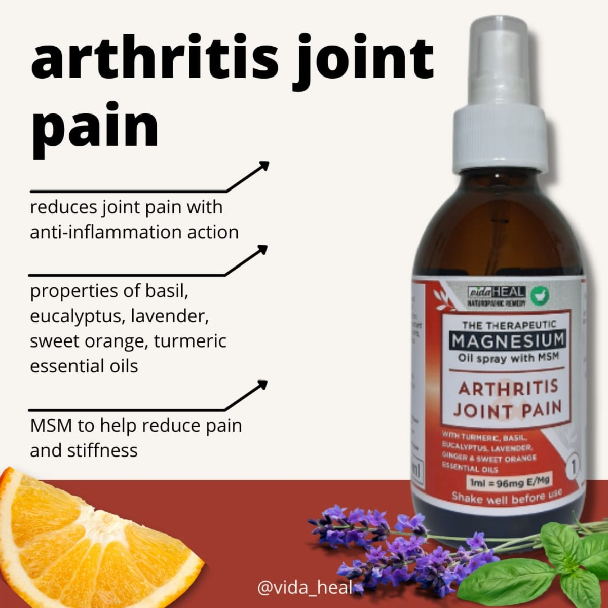 Vida Heal Arthritis Joint Pain Spray CBD Care Shop